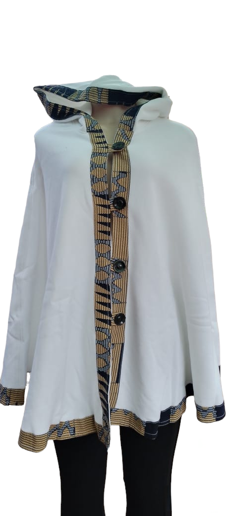 White Artisanal Poncho